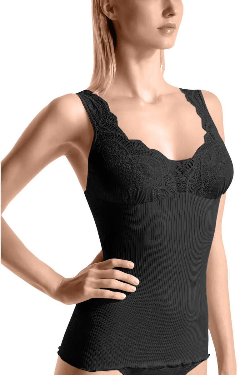 Adele Caraco tank top with lace straps